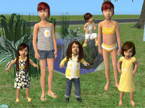 Sims 2 — Lazy Daisy Collection by wimpy1968 — Four toddler outfits and two girls outfit in a daisy motif.