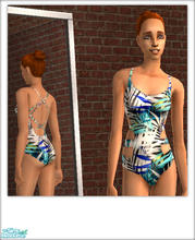 Sims 2 — Red\'s Blue and Teal Palms Bathing Suit by red1060 — Red\'s Blue and Teal Palms Bathing Suit features a cut out