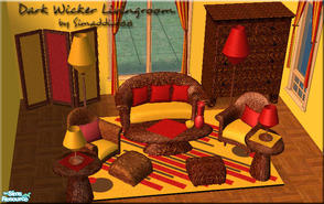 Sims 2 — Rich, Dark Wicker Room Set by Simaddict99 — Three new recolors of my "Cozy Wicker Livingroom" This is