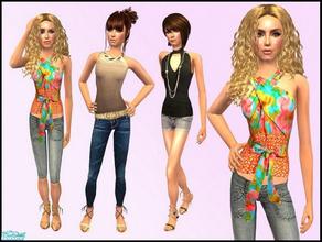 Sims 2 — Cherub Teen Set by Harmonia — 3 outfits for teens & a new mesh