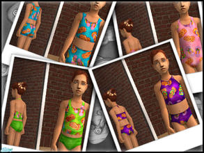 Sims 2 — Red\'s Girls Flip Flop Bathing Suits by red1060 — Red\'s Girls Flip Flop Bathing Suits has four suits in