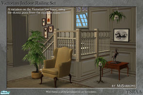 Sims 2 — Victorian Indoor Railing Set by MsBarrows — A variation on the low fence, using the skinny post from the modular