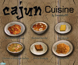 Sims 2 — Cajun Cuisine by Simaddict99 — My newest food set consists of 6 new meals your Sims can make: Seafood Jambalaya,