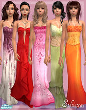 Sims 2 — Gowns for teens by Siluetta — 5 Evening dresses for teens in bright colours.