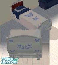 Sims 2 — Denim and Butterfly Bedframe by stestany — Matching bedframe to Denim and Butterfly bedding