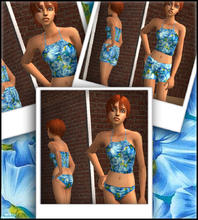 Sims 2 — Reds Teen Girls Blue Flower Set by red1060 — Reds Teen Girls Blue Flower Set has a bathing suit, Shorts and