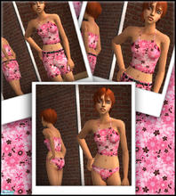 Sims 2 — Reds Teen Girls Pink Flower Set by red1060 — Reds Teen Girls Pink Flower Set has a bathing suit, shorts, and a