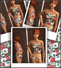 Sims 2 — Reds Teen Girls Red Flower Set by red1060 — Reds Teen Girls Red Flower Set has a Bathing Suit, Skirt and