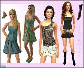 Sims 2 — Only Trendy by Harmonia — 4 Everyday Outfits & 2 New Mesh