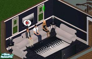Sims 1 — Cookies 'n Cream Livingroom by Cabinet — Includes: Sofa, Chair, Painting, Loveseat, Rug, Window, Endtable, Lamp