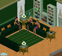 Sims 1 — Luck of the Irish Collection by Cabinet — Includes: Rug, Sofa, Bookcases(2), Endtable, Curtain, Lamp, Pot of