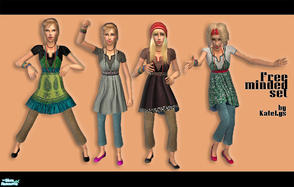 Sims 2 — Free-Minded set by katelys — This set is dedicated to free-minded sims who like to dress extravagantly and are