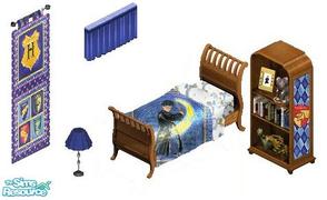 Sims 1 — Harry Potter Kid's room by STP Carly — Includes: Bed, Curtain, Bookcase, Lamp, Tapestry