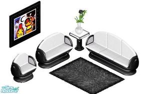 Sims 1 — Begg Set by STP Carly — Includes: Art, Chair, Endtable, Flowers, Loveseat, Rug, Sofa