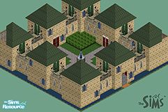 Sims 1 — Castle SIMs by Sir_Shades — You can have a fairly large family, and still have room left over. Eight towers,
