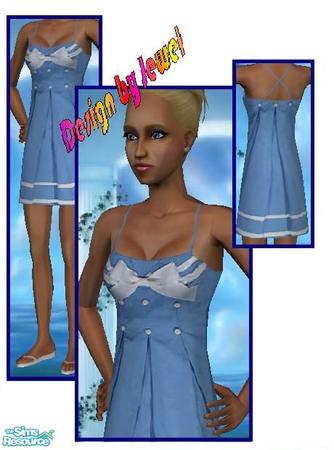 Sims 2 — Light Blue Sailor Sundress by JewelRolls — Cute sailor sundress in light blue and white.