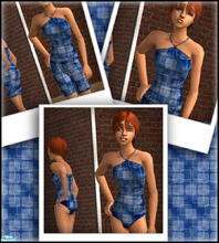 Sims 2 — Reds Teen Girls Blue Retro Bathing Suit Set by red1060 — Reds Teen Girls Blue Retro Bathing Suit Set has a