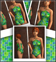 Sims 2 — Reds Teen Girls Green Retro Bathing Suit Set by red1060 — Reds Teen Girls Green Retro Bathing Suit Set has a