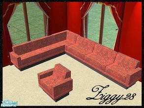 Sims 2 — Ziggys Sectional Seating by ziggy28 — Re-colour of Maxis sectional seating in red with leather texture. This