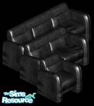 Sims 1 — Black Spring Sofa Set by Secret Sims — Includes: Sofa, Loveseat, Chair