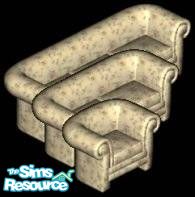 Sims 1 — Flower Spring Sofa Set by Secret Sims — Includes: Sofa, Loveseat, Chair