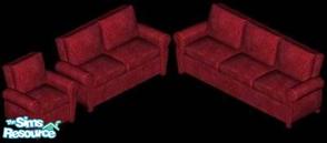 Sims 1 — Red Spring Sofa Set by Secret Sims — Includes: Sofa, Loveseat, Chair