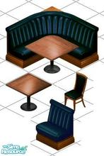 Sims 1 — Dark Blue Dining Set by mtaman — Includes: Chair, Booth Bench, Booth Dining, Table