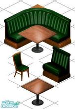 Sims 1 — Dark Green Dining Set by mtaman — Includes: Chair, Booth, Dining Booth, Table