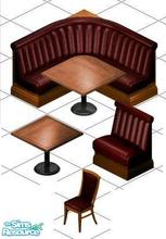 Sims 1 — Dark Red Dining Set by mtaman — Includes: Booth Bench, Chair, Dining Booth, Table