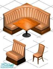 Sims 1 — Golden Brown Dining Set by mtaman — Includes: Booth Bench, Chair, Dining Booth 