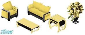 Sims 1 — Honey Bee Livingroom by STGuy — Includes: Chair, Sofa, Endtable, Coffeetable, Plant