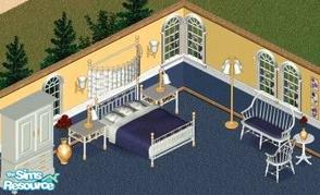 Sims 1 — Windsor Bedroom by Secret Sims — Includes: Decorations(4), Bed, Bed Heaven, Chair, Dresser, Endtables(2),