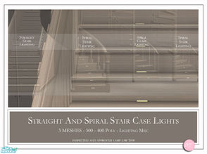 Sims 2 — Stair Case Lighting by DOT — Stair Case Lighting. 3 MESHES, 1 Straight and 2 Spiral. Straight- Base Game.