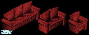 Sims 1 — Satin Red Style by Secret Sims — Includes: Sofa, Loveseat, Chair