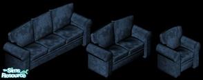 Sims 1 — Satin Blue Style by Secret Sims — Includes: Sofa, Loveseat, Chair