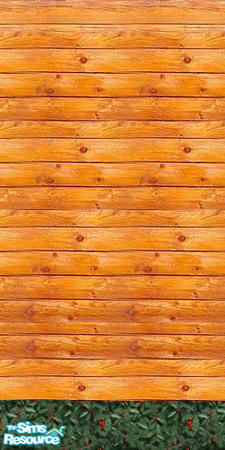Sims 2 — Pine Ext. Wall with Berry by berng00 — Pine Exterior Wall with Berry Bush Trim