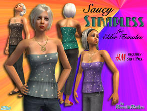 Sims 2 — H&M Saucy Strapless Outfits for Elder Females by moonlitmaiden — Tired of few decent clothes for elders?