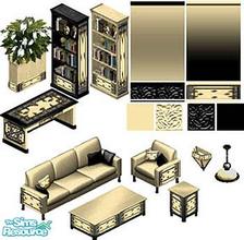 Sims 1 — Moonlight Living Room by STGuy — Includes: Sofa, Chair, Endtable, Sidetable, Wall Lamp, Coffeetable, Plantbox,