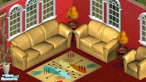 Sims 1 — Yellow Leather Sofa Set by Secret Sims — Includes: Chair, Loveseat, Sofa
