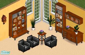 Sims 1 — Bookie Living Room by Secret Sims — Includes: Bookcases(2), Sideboard, Endtable