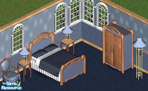 Sims 1 — Time to Sleep Blue Bedroom by Secret Sims — Includes: Chair, Lamp, Bed, Armoire, Endtable, Floor Lamp