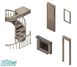 Sims 1 — Sandstone Build Set by Steffieb — Includes: Doors(2), Stairs, Window, Fireplace