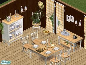 Sims 1 — Young Country Dining Set by Fairywitch — Includes: Apple Basket, Chair, Decoration Chair, Cabinet, Sideboard,