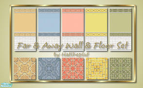 Sims 2 — Far and Away Wall & Floor Set by hatshepsut — A set of tiled walls and lino floors.