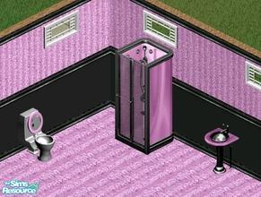 Sims 1 — Metal Purple Bathroom by Steffieb — Includes: Toilet, Shower, Sink 