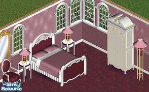Sims 1 — Time to Sleep Lavender Bedroom by Secret Sims — Includes: Chair, Lamp, Bed, Armoire, Endtable, Floor Lamp