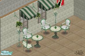Sims 1 — Green Patio Set by Mr2capone — Includes: Candle Lighting(2), Table, Chair, Plant, Painting,