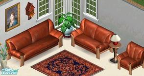 Sims 1 — Red Leather Sofa Set by Secret Sims — Includes: Chair, Loveseat, Sofa
