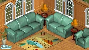 Sims 1 — Green Leather Sofa Set by Secret Sims — Includes: Chair, Loveseat, Sofa