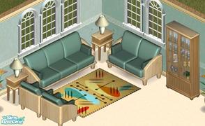 Sims 1 — Countryside Livingroom by Secret Sims — Includes: Display Case, Endtable, Chair, Loveseat, Sofa, Wall Light